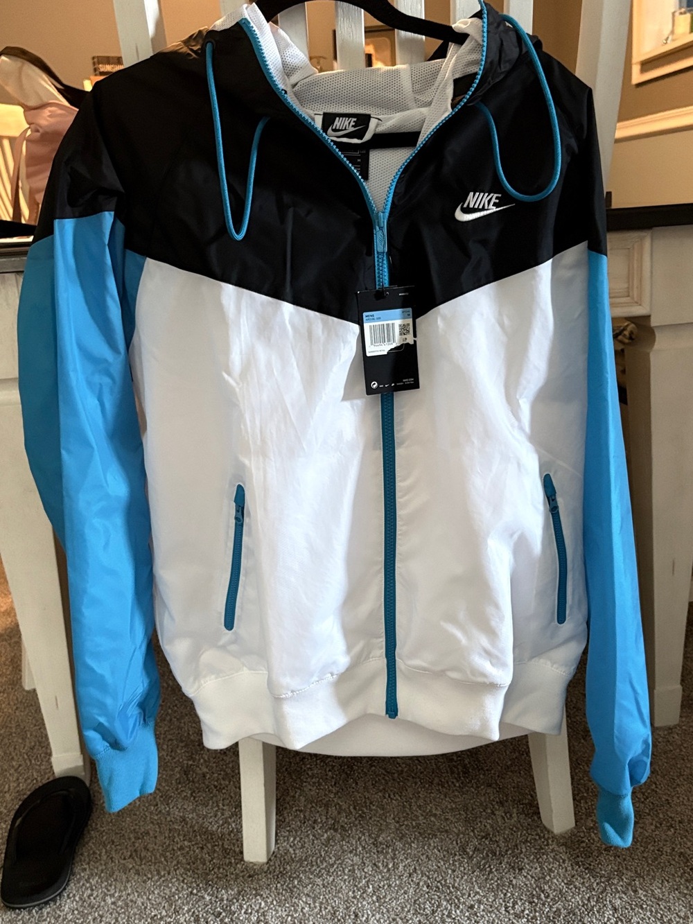 Nike Men's Colorblock Windbreaker Jacket - Black/White/Blue